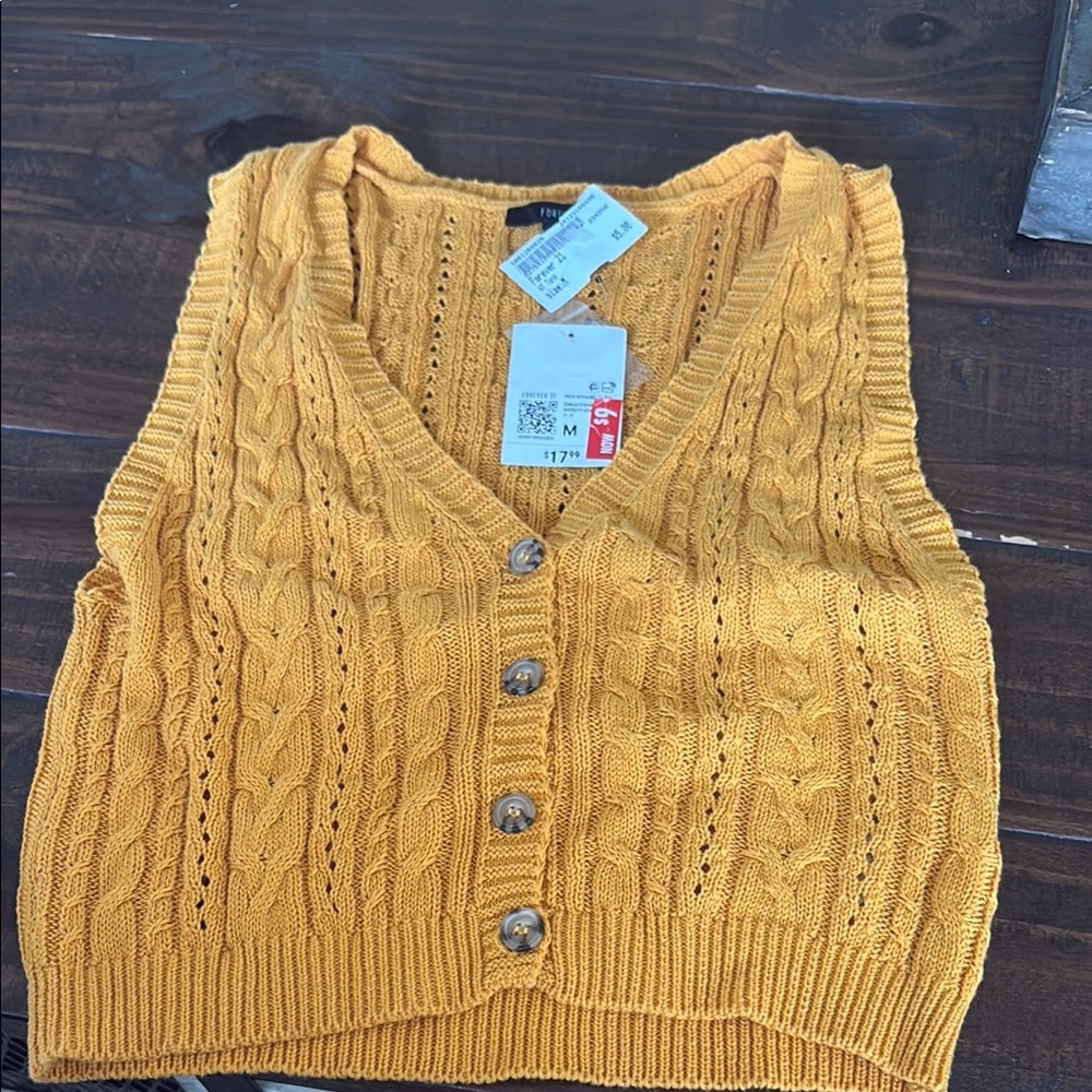Forever 21 Mustard V-Neck Sweater Vest